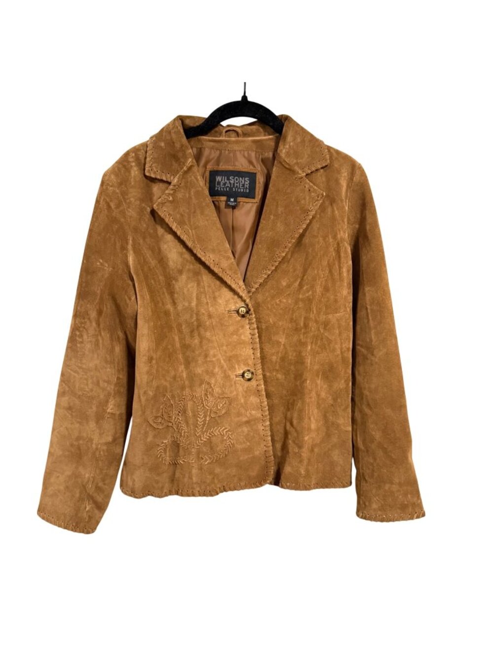 Wilsons Leather Pelle Studio Suede Whip Stitch Embroidery Western Jacket Size M